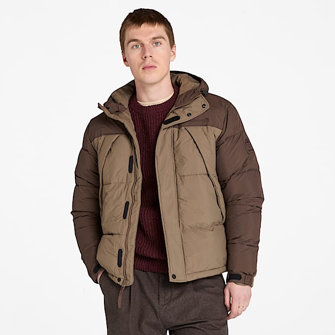 Durable Water-Repellent Puffer Jacket for Men in Brown - 1