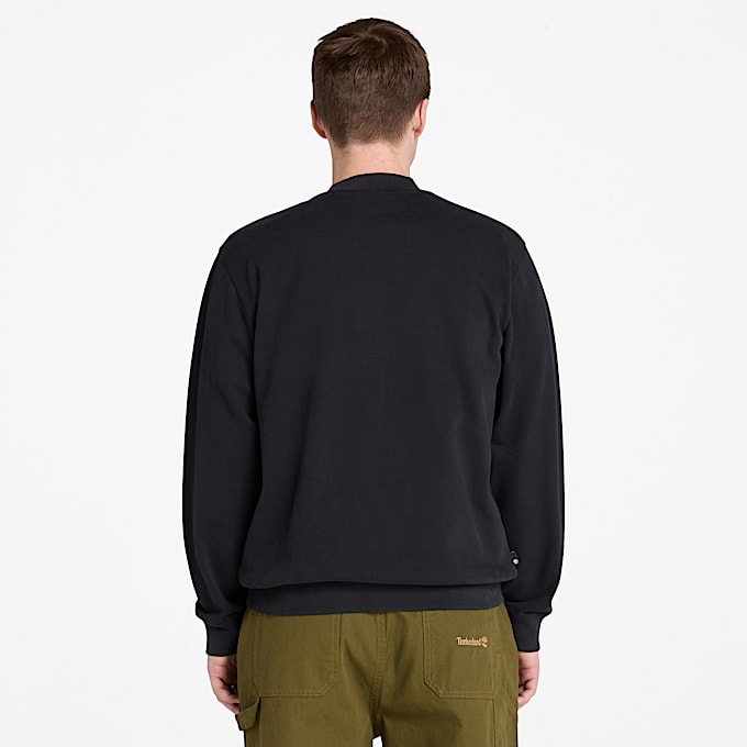 Sweatshirt met leren badge voor heren in zwart
