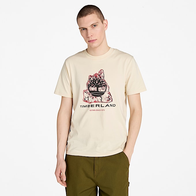 T-Shirt mit saisonalem, grafischem Baum-Logo für Herren in Beige - 1