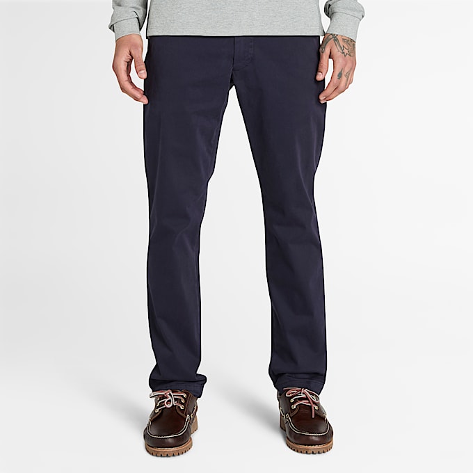 Claremont Garment Dyed Chino Trouser for Men in Dark Blue - 1