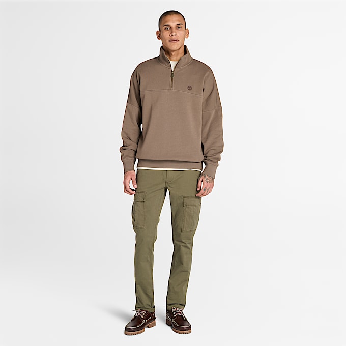 Quarter-Zip Sweatshirt for Men in Brown
