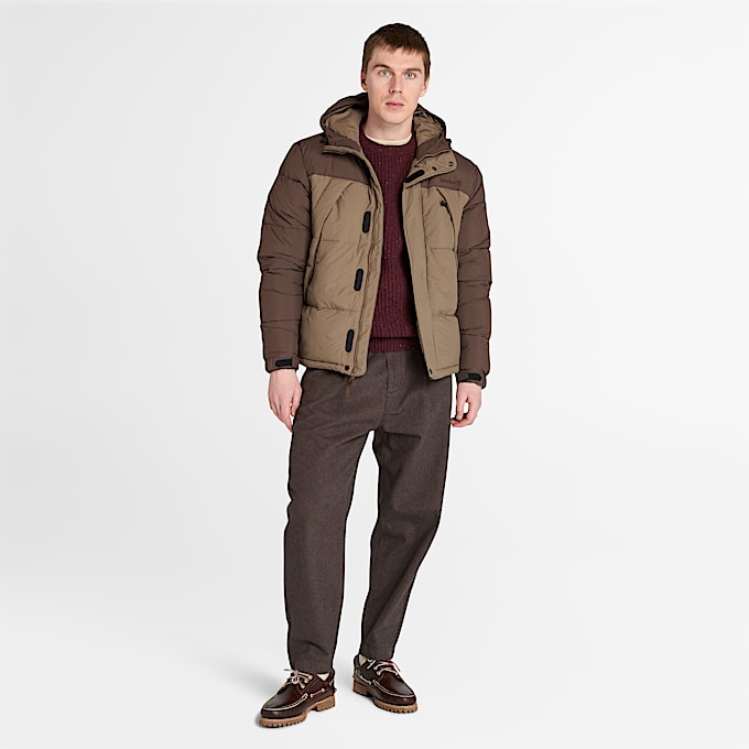 Durable Water-Repellent Puffer Jacket for Men in Brown