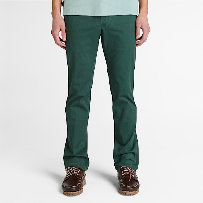 Topsfield Twill Slim Chino Trouser for Men in Dark Green - 1
