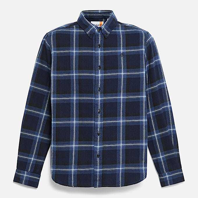 Chemise à carreaux en flanelle pour homme en bleu foncé