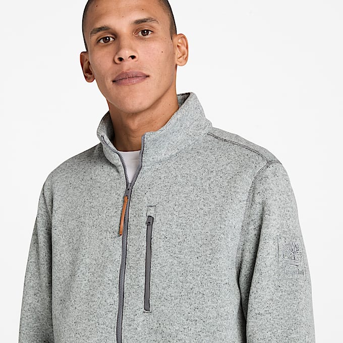 Melierte Fleecejacke fr Herren in Dunkelgrau TBL Grau ALT2