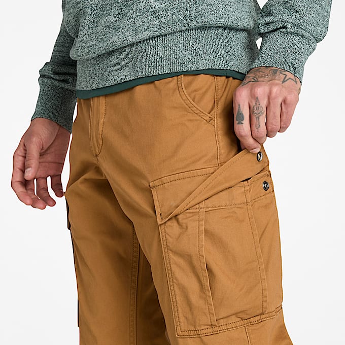 Timberland Brookline Twill Cargo Trouser fr herr i mrkgul TBL Gul ALT2