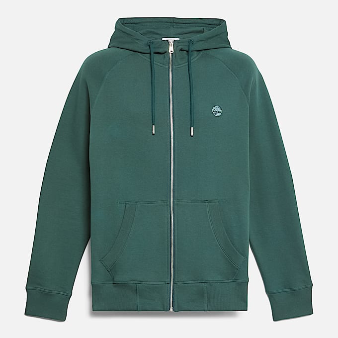 Exeter River Brushback Full-Zip Hoodie for Men in Dark Green