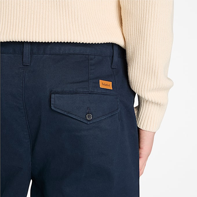 Claremont Washed Peached Twill Pleated Trousers for Men in Dark Blue TBL Blue ALT2