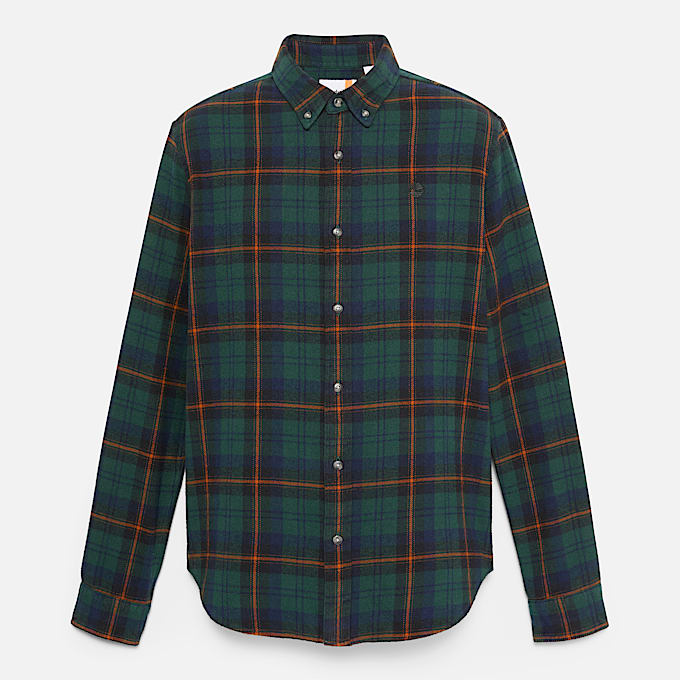 Checked Flannel Shirt for Men in Dark Green TBL Green ALT10