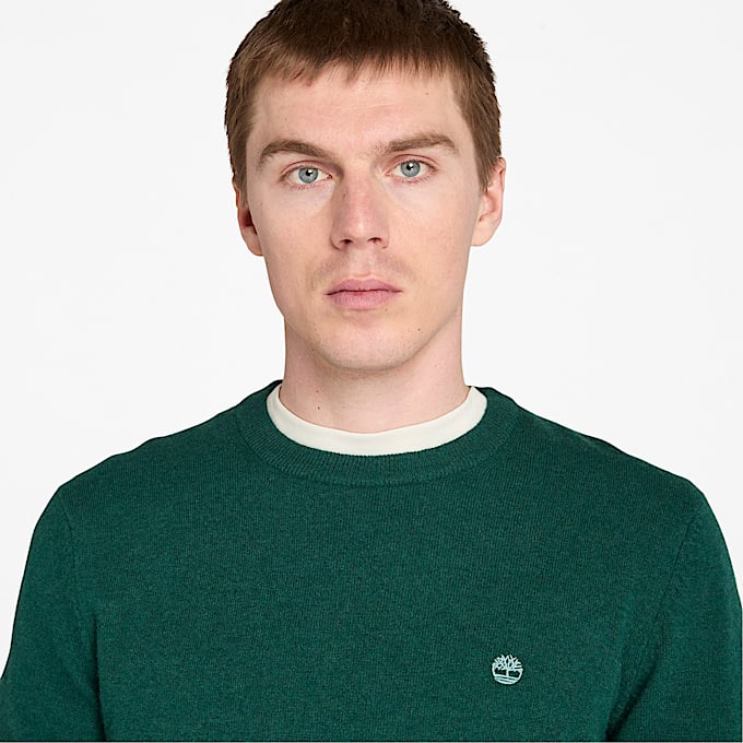 Maglione Girocollo in Lana Merino Timberland® Cohas Brook da Uomo in verde scuro