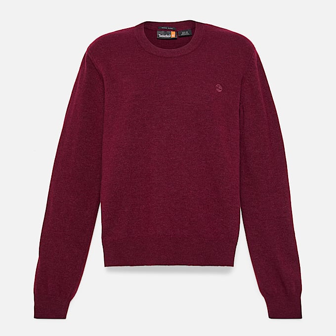 Pull à col rond Merino pour femme en bordeaux