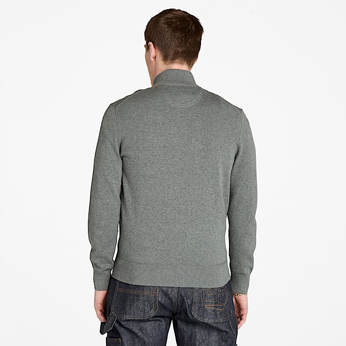 Williams River Baumwollpullover mit durchgehendem Reißverschluss für Herren in Grau