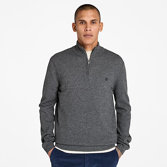 Cohas Brook Merino Quarter-Zip Jumper for Men in Grey - 1