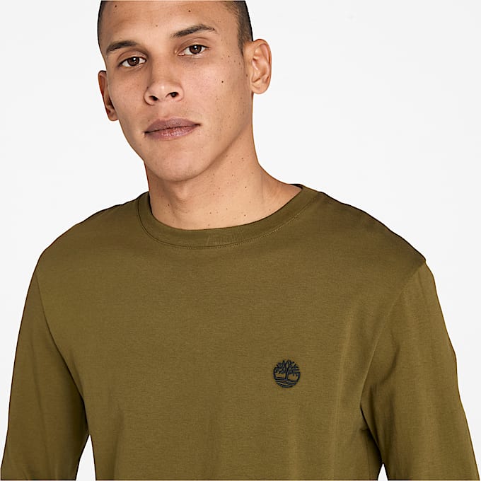 T-shirt a Maniche Lunghe Dunstan River da Uomo in verde scuro