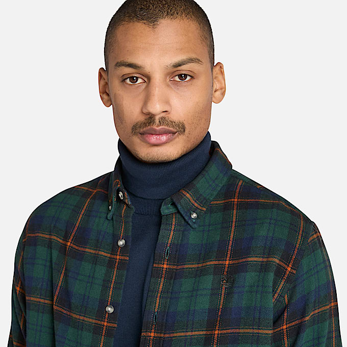 Camicia a Quadri in Flanella da Uomo in verde scuro