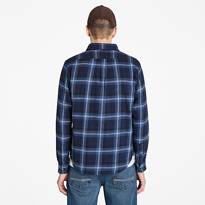 Chemise à carreaux en flanelle pour homme en bleu foncé