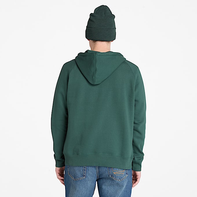 Exeter River Brushback Full-Zip Hoodie for Men in Dark Green