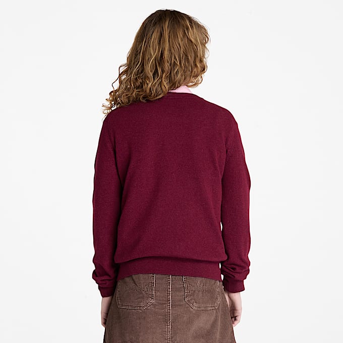 Pull à col rond Merino pour femme en bordeaux