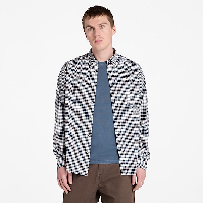 Stretch Poplin Gingham Shirt for Men in Brown TBL Brown HERO