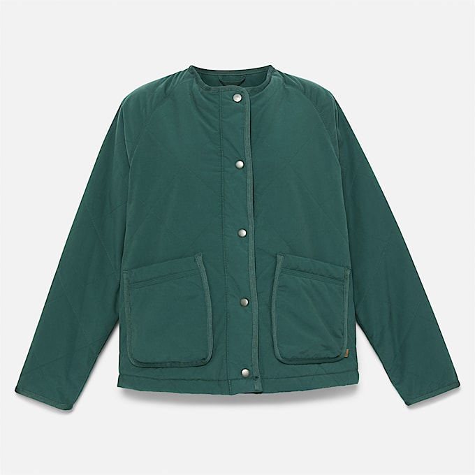 Chaqueta acolchada, impermeable y resistente para mujer en verde oscuro