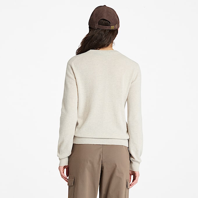 Pull à col rond Merino pour femme en beige