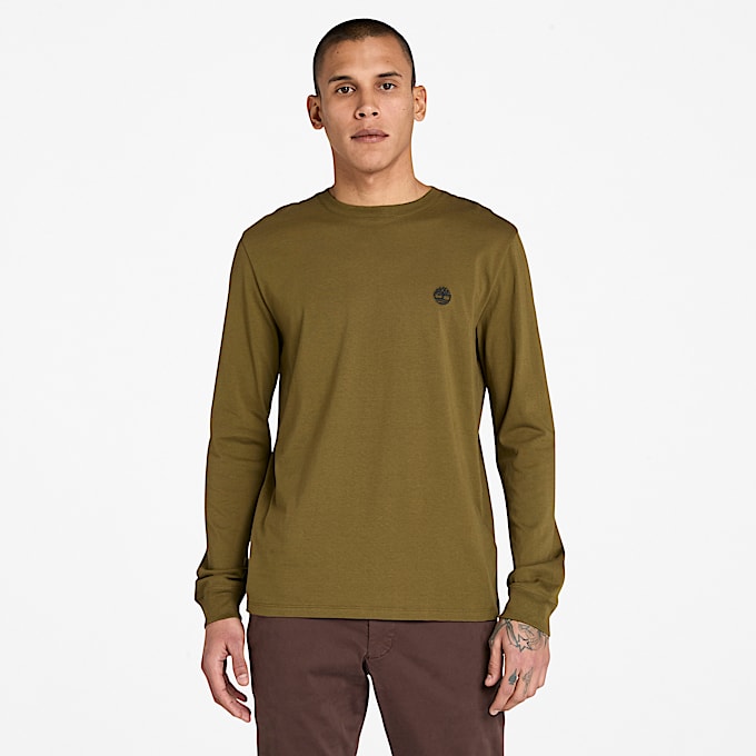 T-shirt a Maniche Lunghe Dunstan River da Uomo in verde scuro - 1
