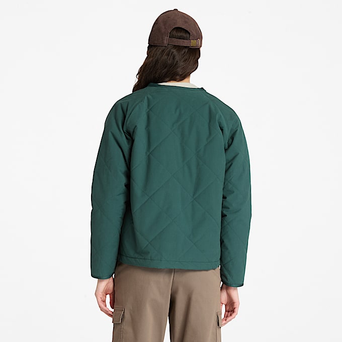 Chaqueta acolchada, impermeable y resistente para mujer en verde oscuro