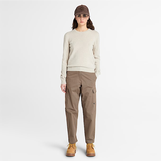 Pull à col rond Merino pour femme en beige