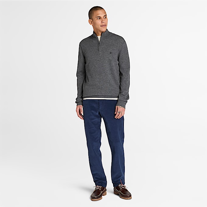 Cohas Brook Merino Quarter-Zip Jumper for Men in Grey