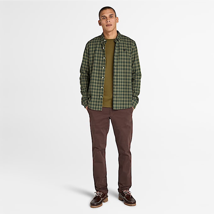 T-shirt a Maniche Lunghe Dunstan River da Uomo in verde scuro