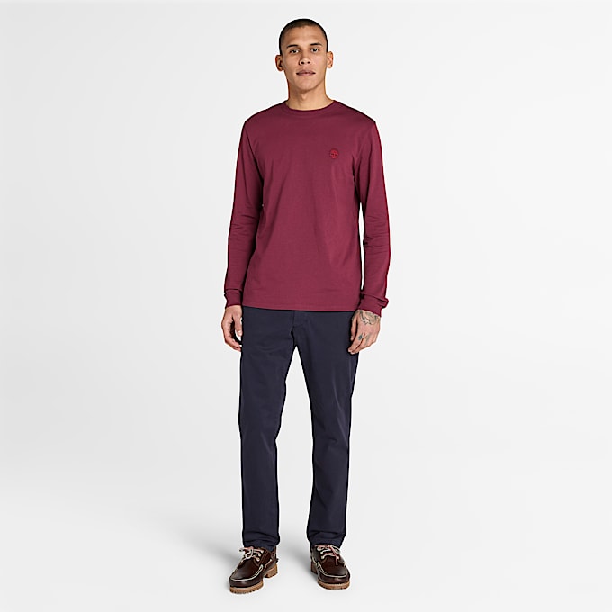 T-shirt a Maniche Lunghe Dunstan River da Uomo in bordeaux
