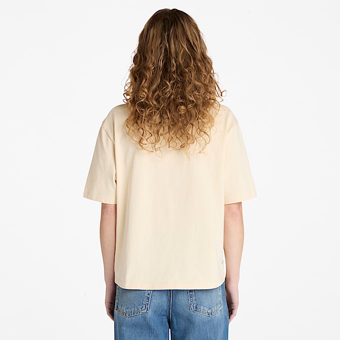 Timberland Varsity Graphic ShortSleeve TShirt fr dam i beige TBL Beige ALT9