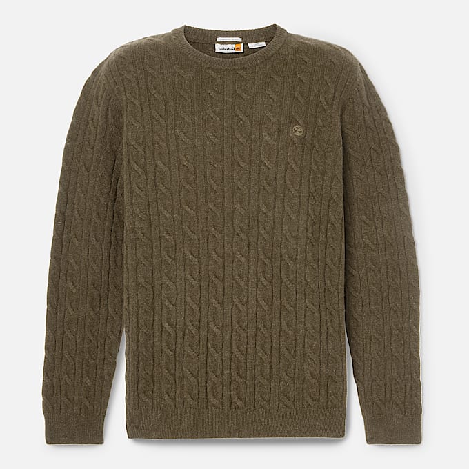 Pull à col rond en maille torsadée Phillips Brook pour homme en vert