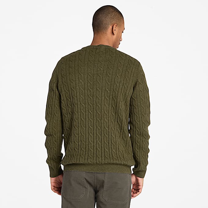 Pull à col rond en maille torsadée Phillips Brook pour homme en vert