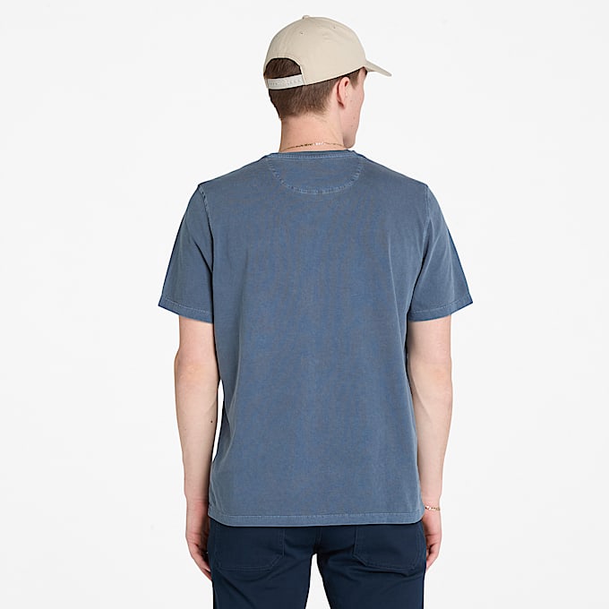 Dunstan River Garment Dyed Short-Sleeve T-Shirt for Men in Dark Blue