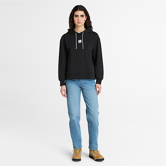 Stack Logo Loopback Hoodie for Women in Black TBL Black ALT1