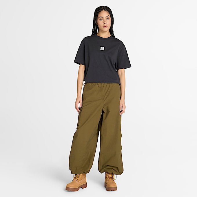 Kurzrmeliges Timberland TShirt mit StackLogo fr Damen in Schwarz TBL Schwarz ALT1