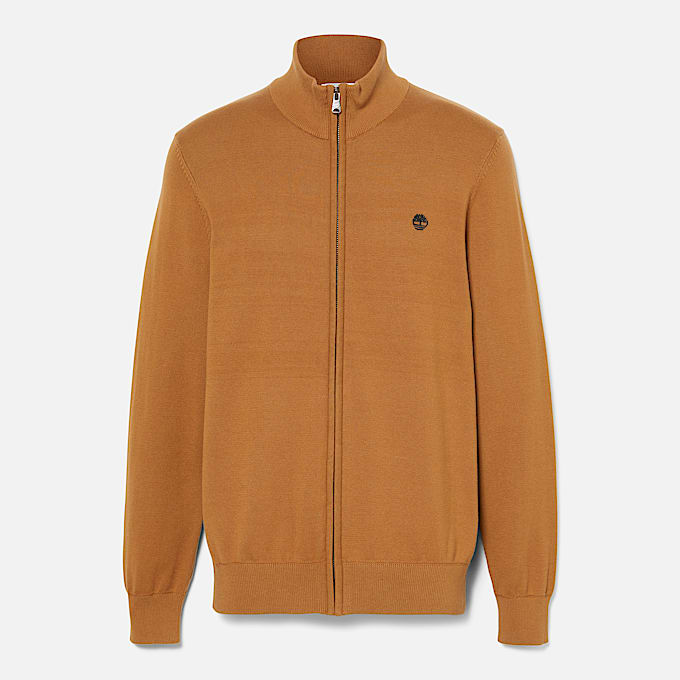 Pull zippé en coton Williams River pour homme en Jaune Foncé