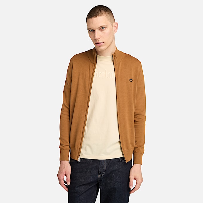 Pull zippé en coton Williams River pour homme en Jaune Foncé - 1