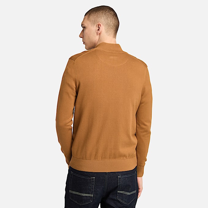 Pull zippé en coton Williams River pour homme en Jaune Foncé