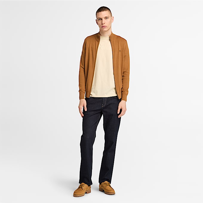 Pull zippé en coton Williams River pour homme en Jaune Foncé