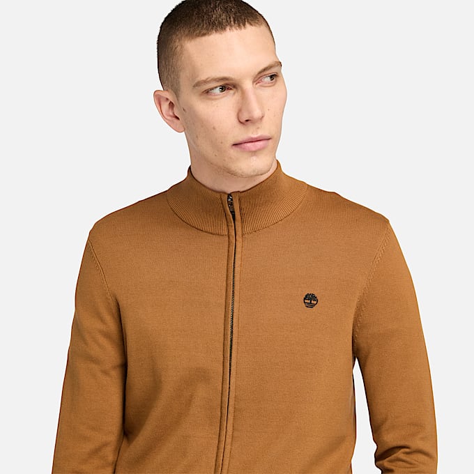 Pull zippé en coton Williams River pour homme en Jaune Foncé