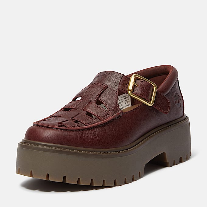 Stone Street Platform Buckle Shoe for Women in Dark Red