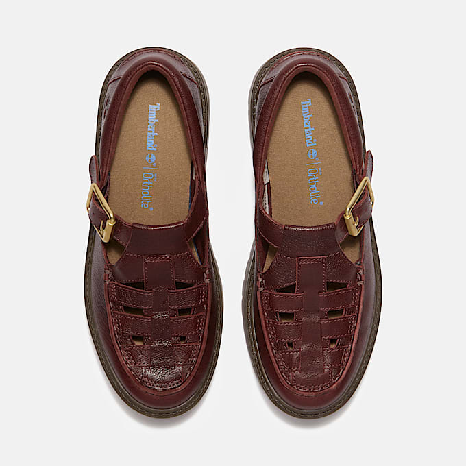 Stone Street Platform Buckle Shoe for Women in Dark Red