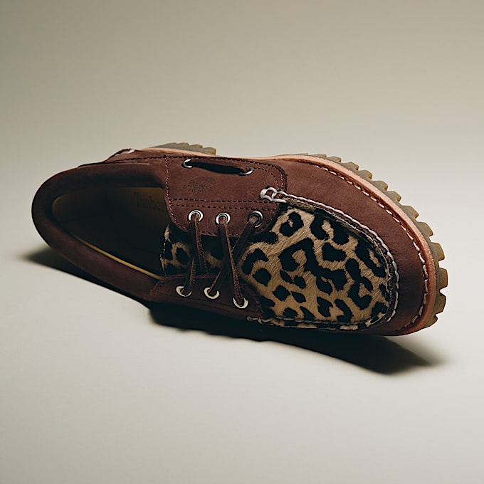 Leopard 3Eye Lug Boat Shoe for Women in Brown TBL Brown MKTG1