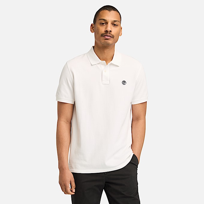 Millers River Short-Sleeve Pique Polo Shirt for Men in White