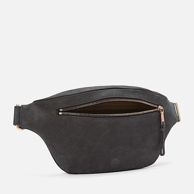 Riñonera de cuero suave en negro