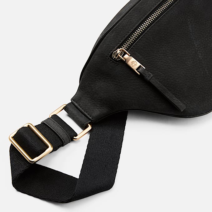 Riñonera de cuero suave en negro