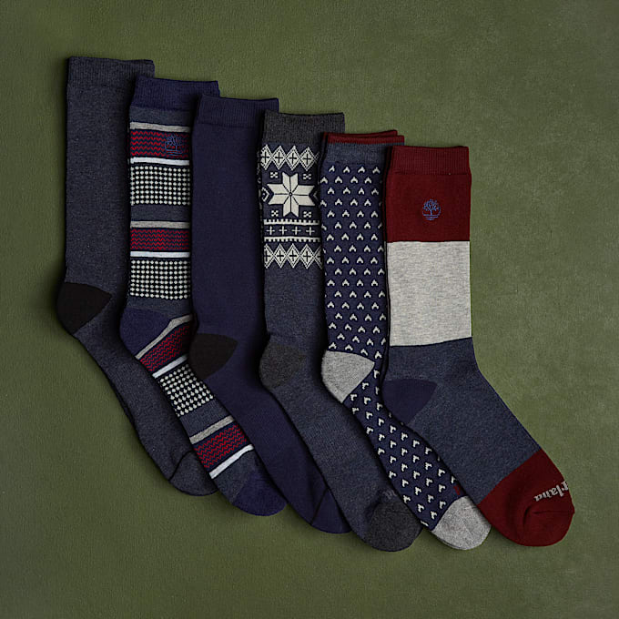6-Pack Giftable Crew Sock for Men in Dark Blue - 1