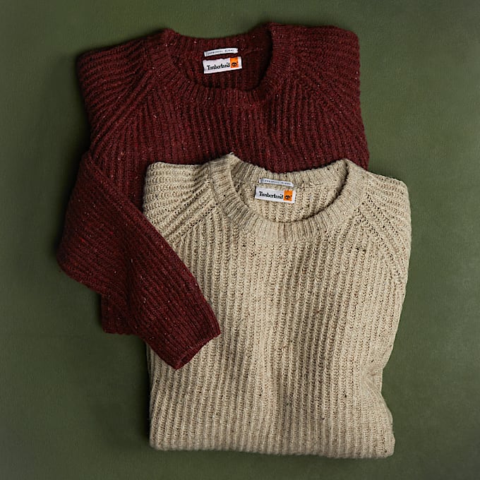 Maglione Girocollo in Filato Pesante da Uomo in beige